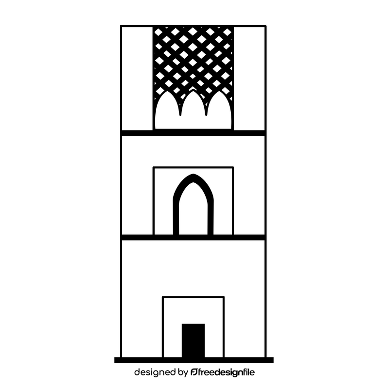 Hassan Tower black and white clipart