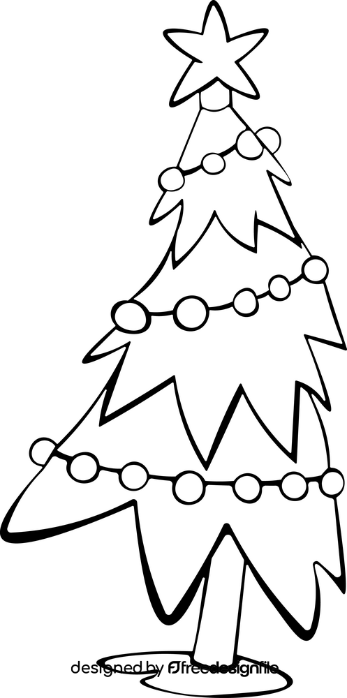 Christmas lights on a christmas tree black and white clipart