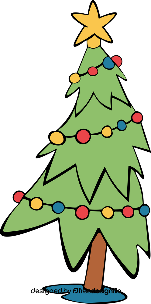 Christmas lights on a christmas tree clipart