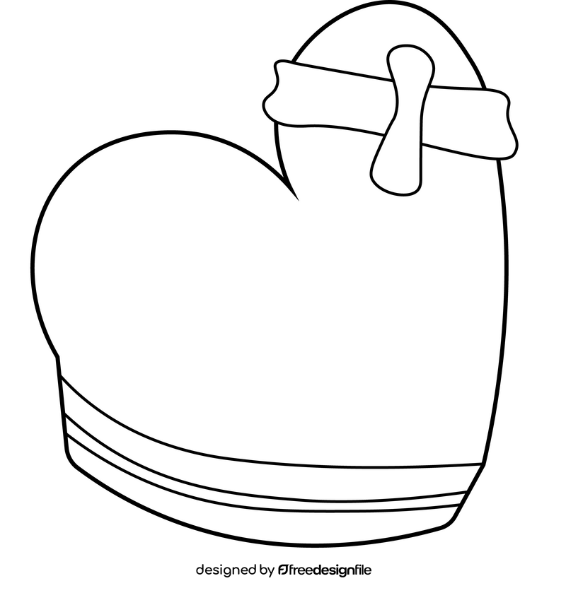 Christmas gift, heart present black and white clipart