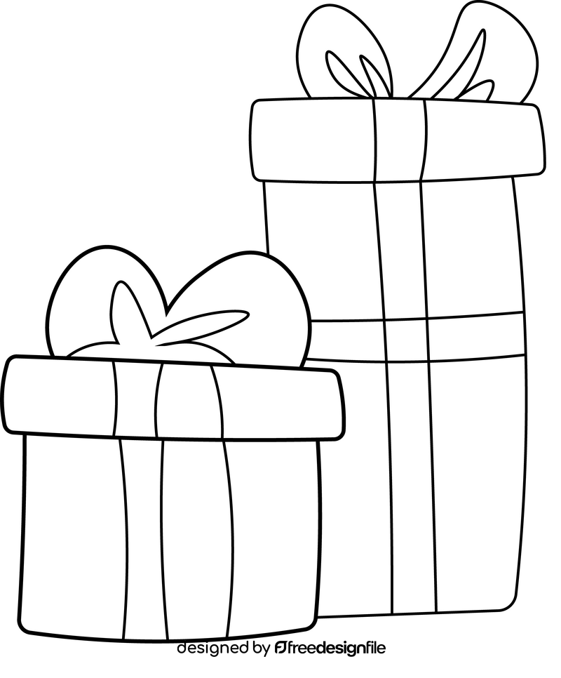 Christmas Presents drawing black and white clipart