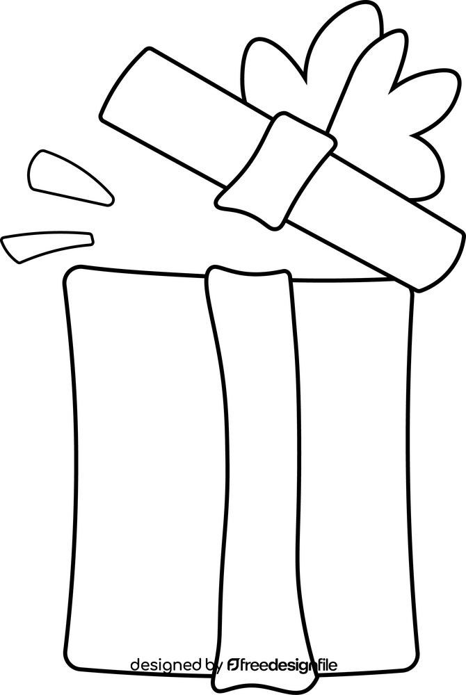 Christmas present cartoon black and white clipart