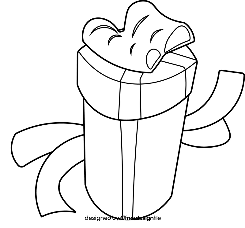 Christmas present, gift tube black and white clipart