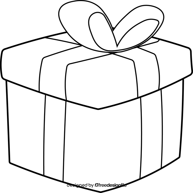 Christmas gift box black and white clipart