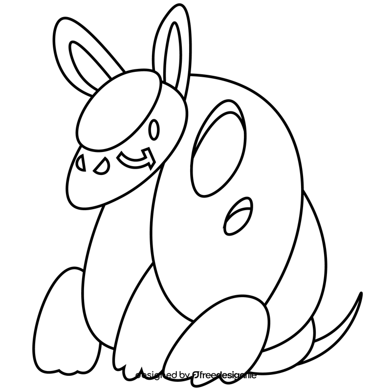 Armadillo sitting black and white clipart