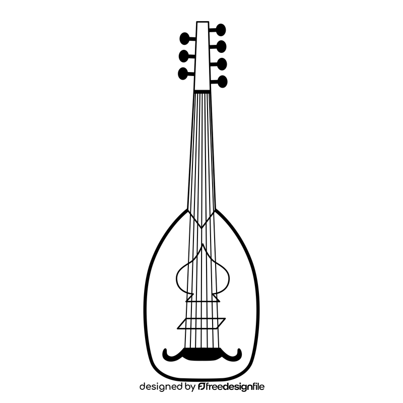 Kwitra musical instrument black and white clipart