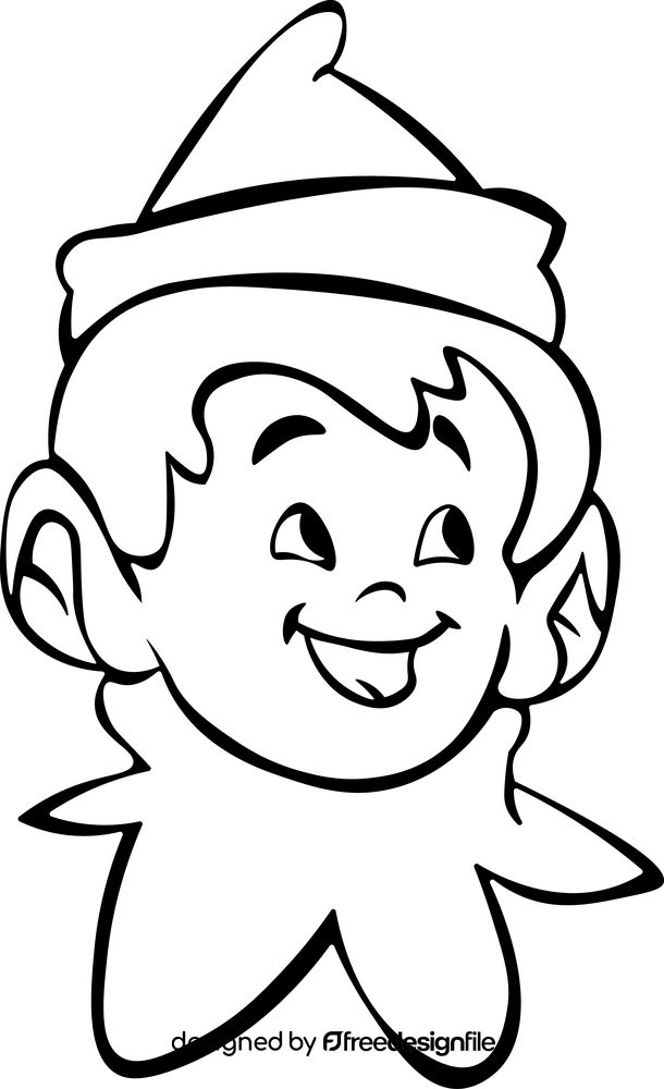 Elf on the shelf smiling black and white clipart