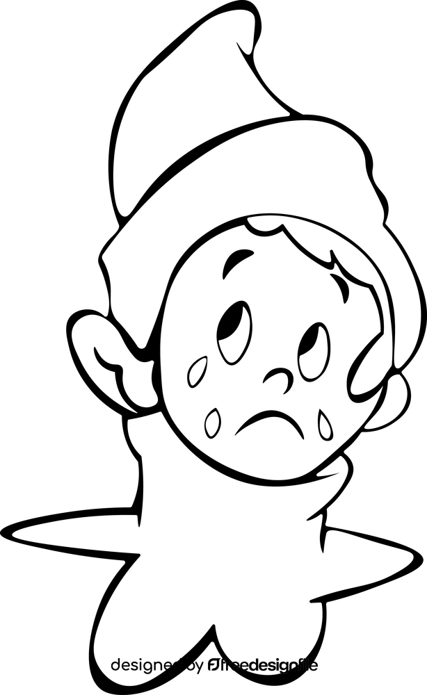 Elf on the shelf crying black and white clipart