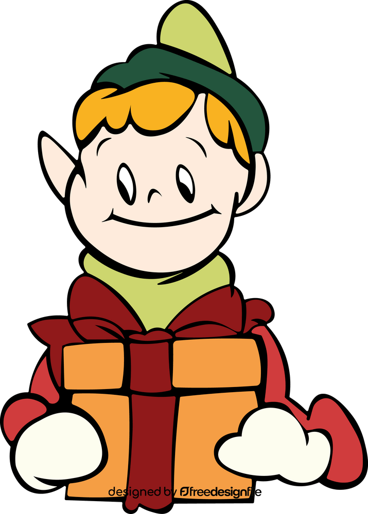 Elf on the shelf with christmas gift clipart