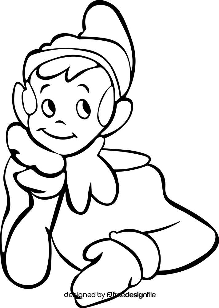 Christmas Elf on the Shelf drawing black and white clipart