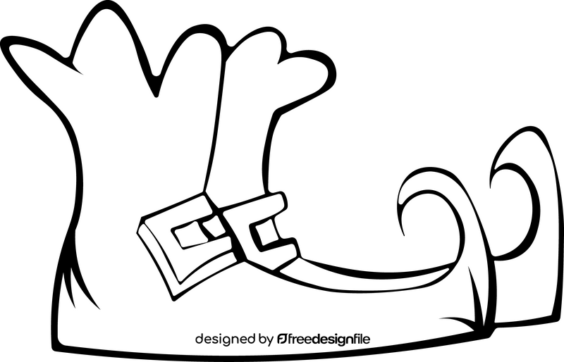 Elf shoes green color black and white clipart