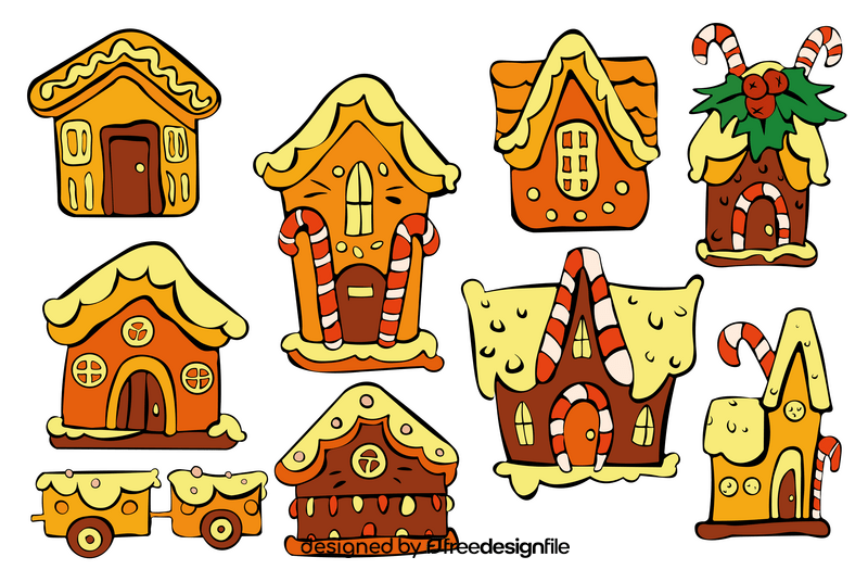 Gingerbread house set vector