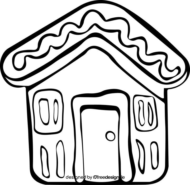 Gingerbread House drawing black and white clipart