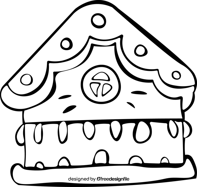 Gingerbread House black and white clipart