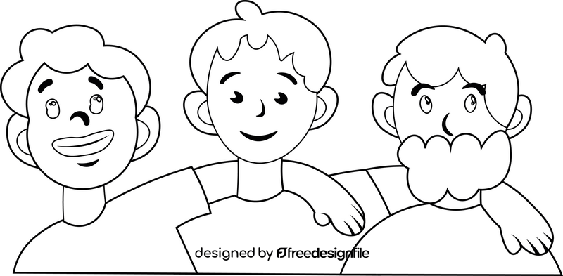 Boys hug black and white clipart