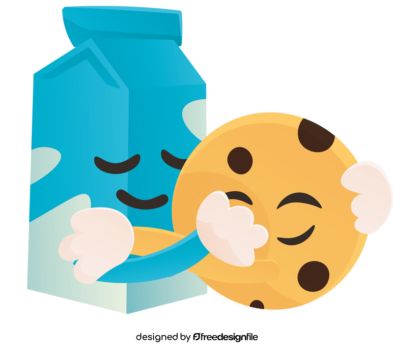 Milk and Cookies hugging cartoon clipart