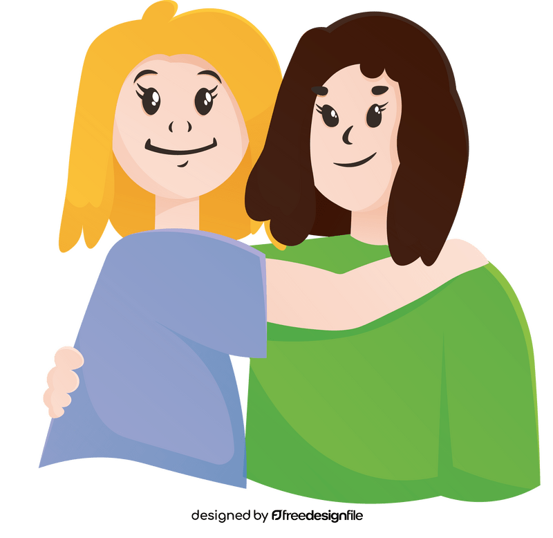 Girls hug clipart