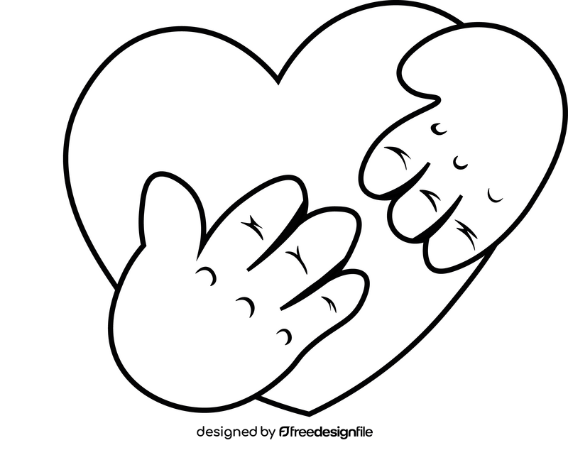 Heart hug black and white clipart