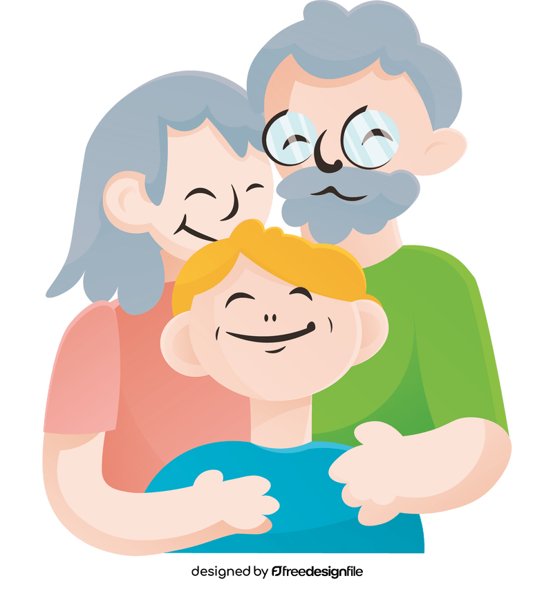 Grandparent hugging cartoon clipart