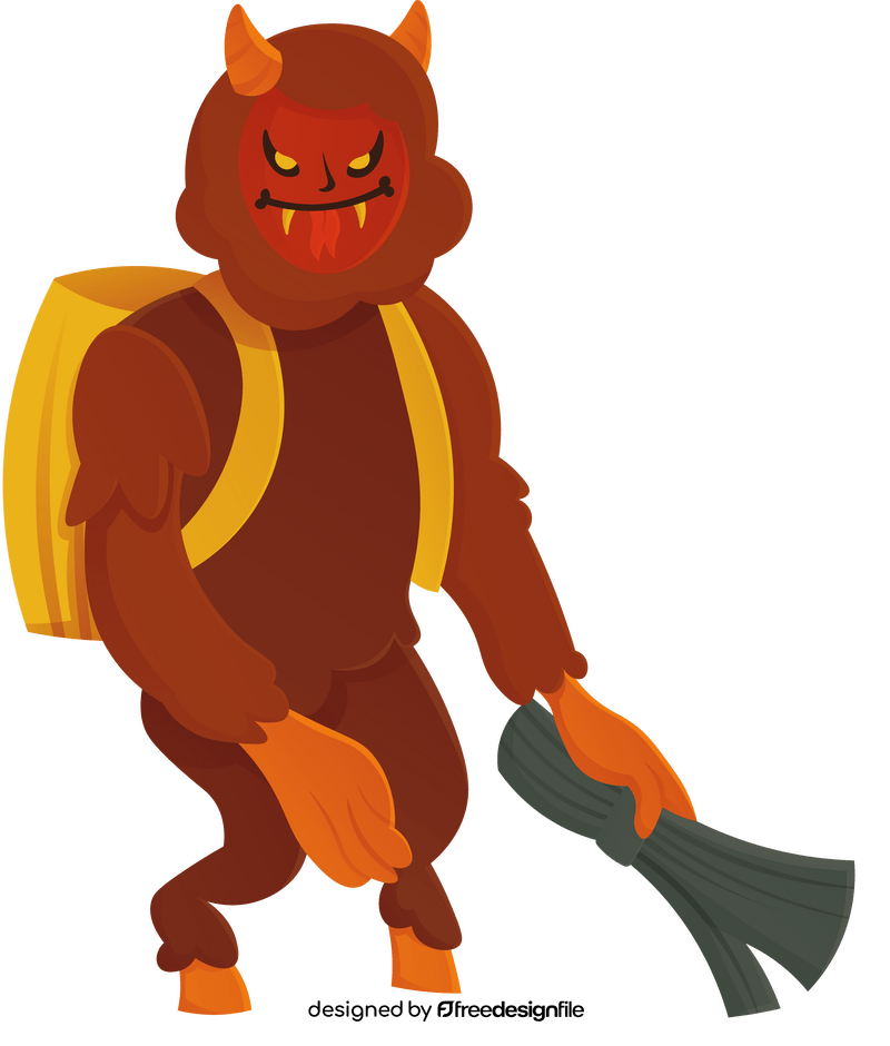 Krampus demon cartoon clipart