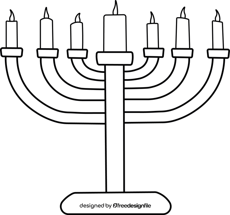 Hanukkah menorah gold black and white clipart