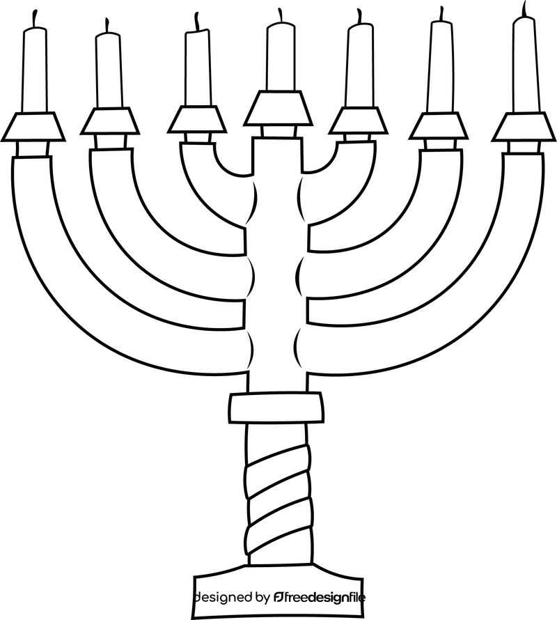 Hanukkah Menorah cartoon drawing black and white clipart