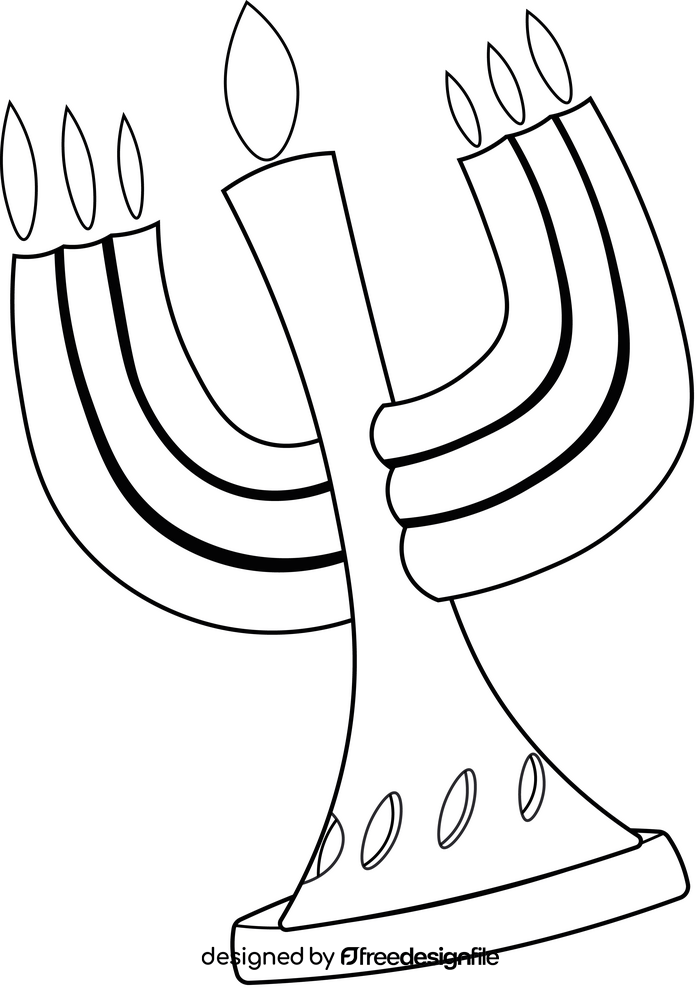 Menorah cartoon black and white clipart