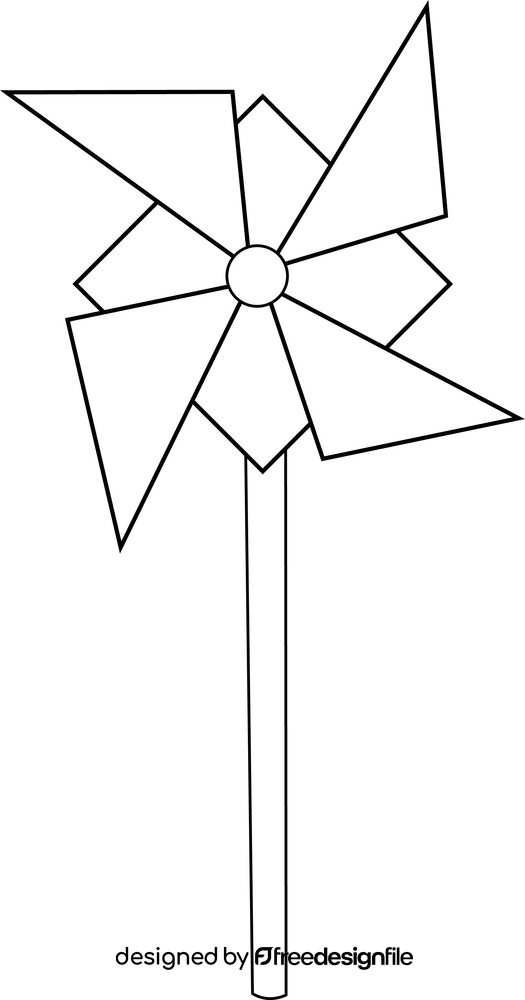 Pinwheel cartoon drawing black and white clipart