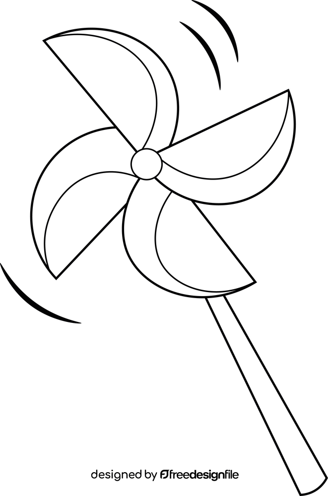 Cute pinwheel black and white clipart