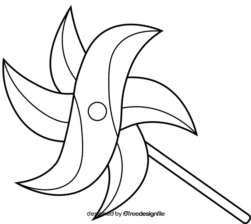 Pinwheel drawing black and white clipart