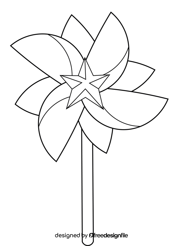 Windmill pinwheel black and white clipart