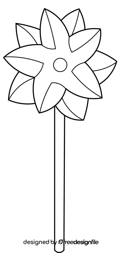 Pinwheel flower black and white clipart