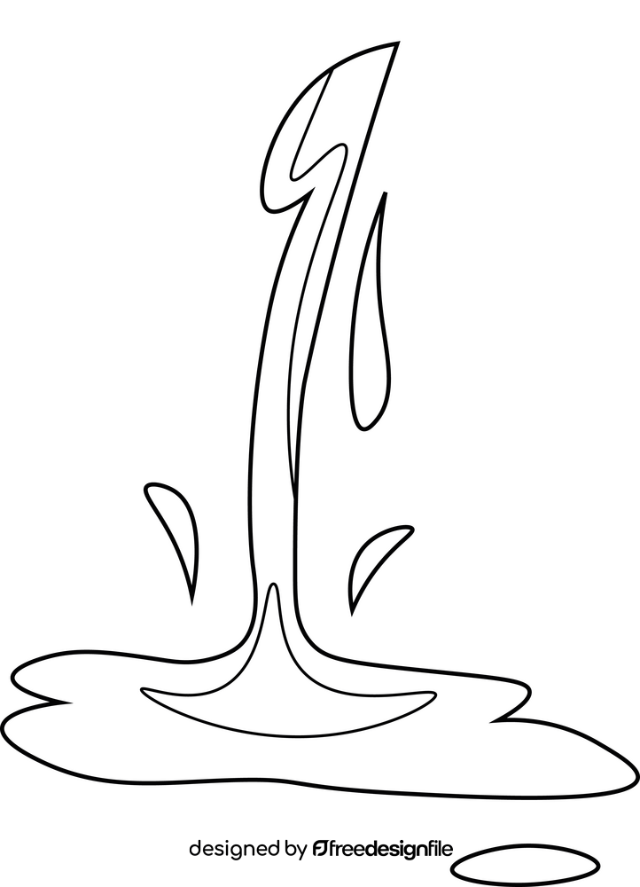 Pouring Water flow black and white clipart