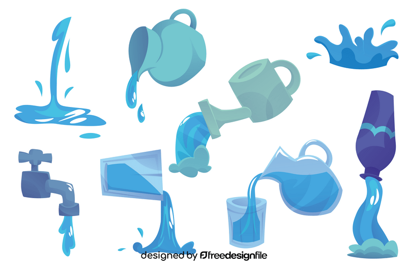 Pouring Water clipart set vector