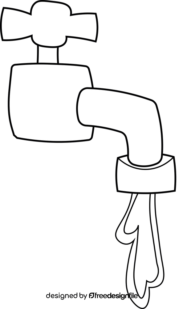 Pouring Water tap black and white clipart