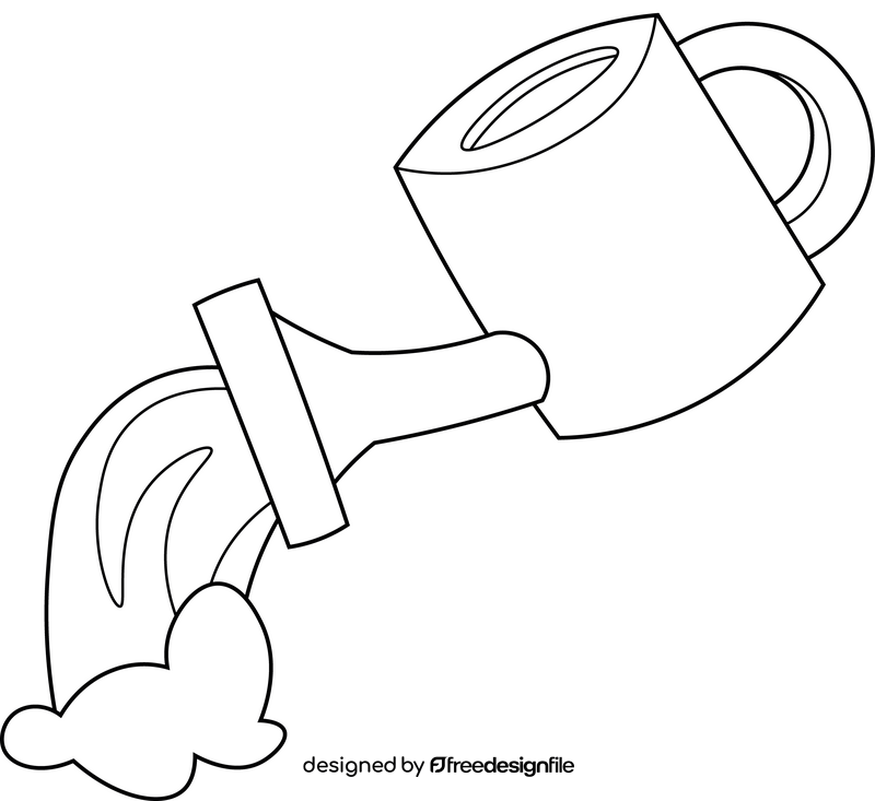 Pouring Water cartoon black and white clipart