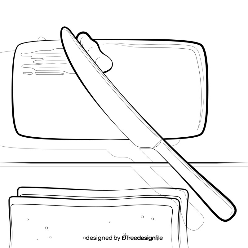 Butter knife black and white vector