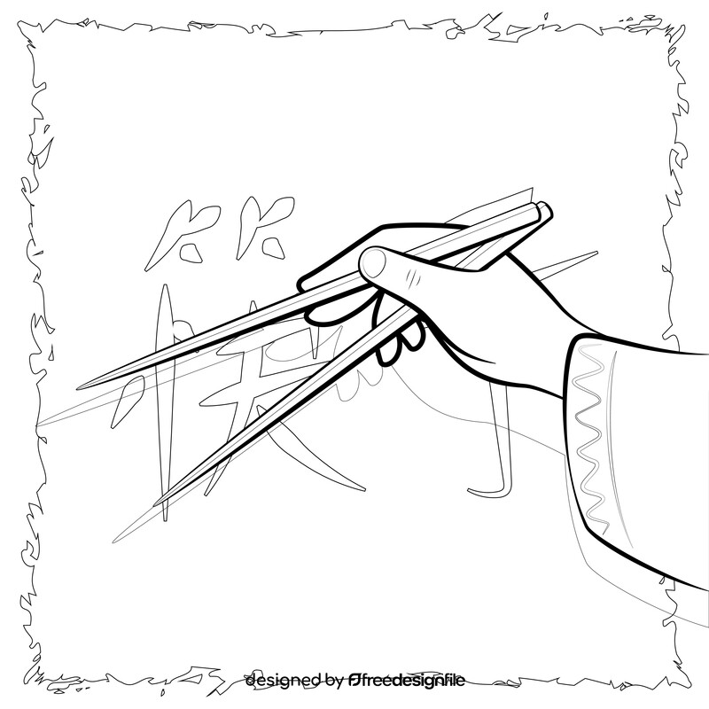 Chopsticks black and white vector