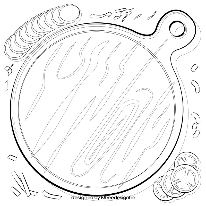 Chopping board drawing black and white vector