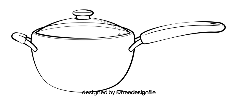 Cooking pot drawing black and white clipart