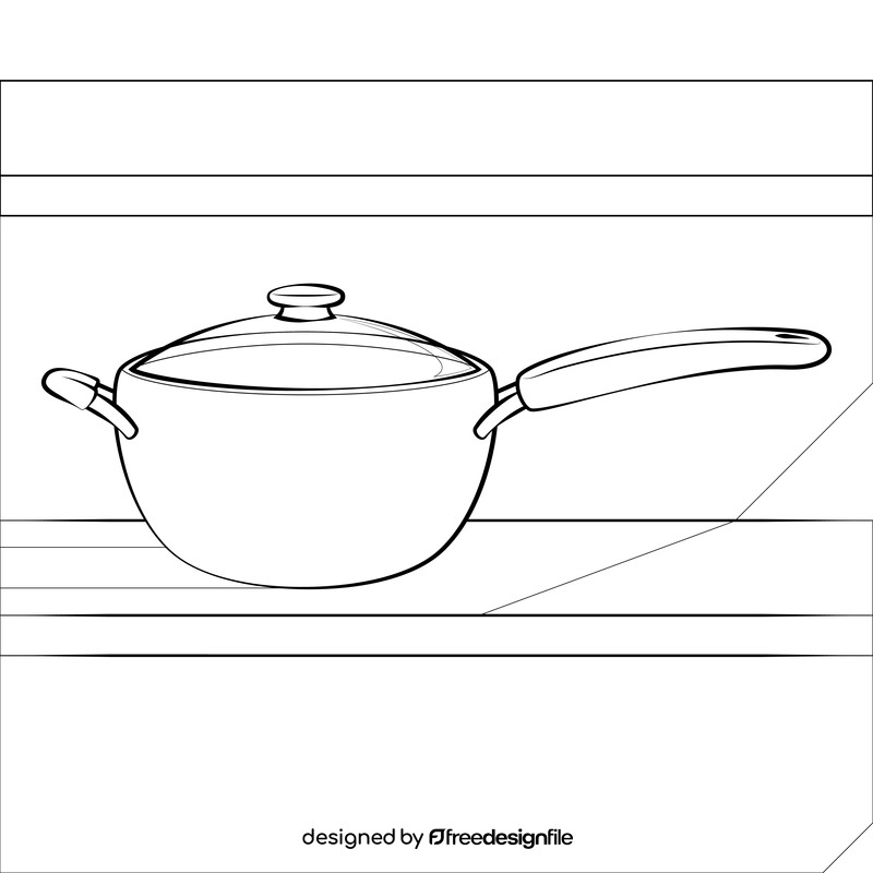 Cooking pot drawing black and white vector