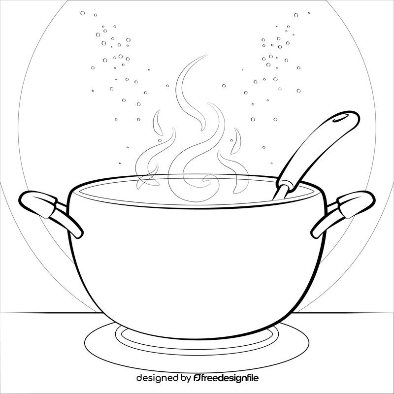 Cooking pot drawing black and white vector