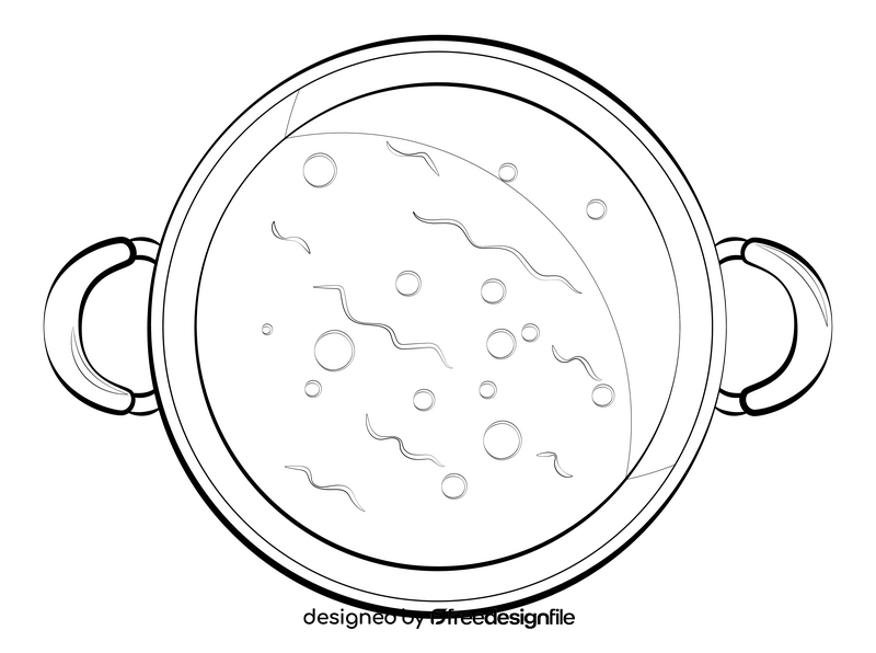 Cooking pot black and white clipart