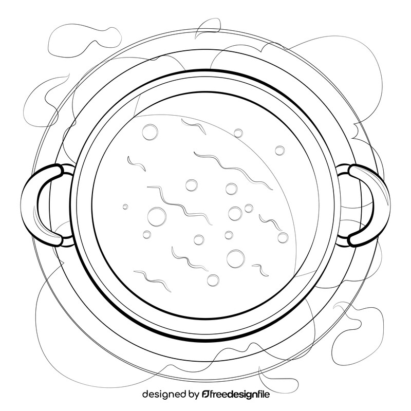 Cooking pot black and white vector