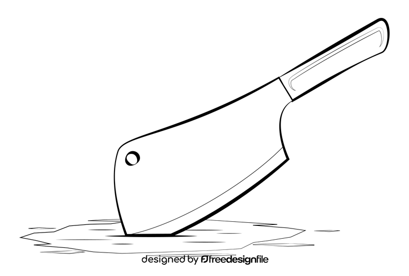 Cleaver knife black and white clipart