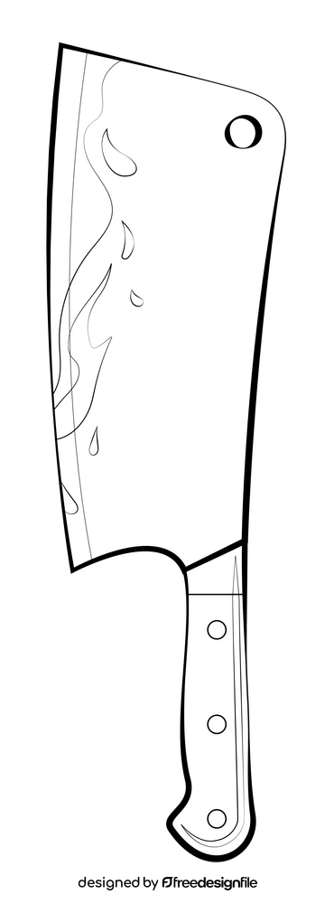 Cleaver knife drawing black and white clipart