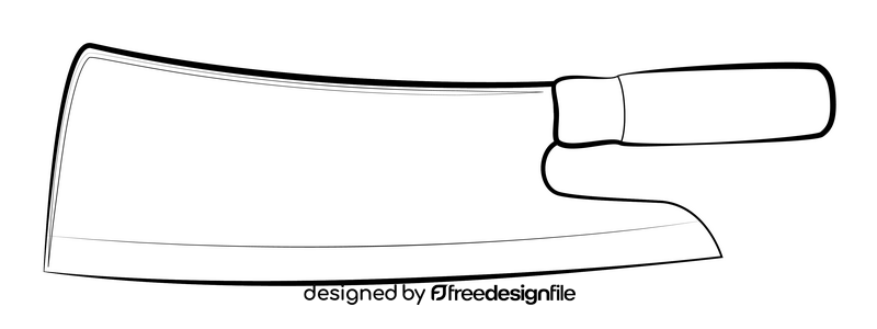 Cleaver knife drawing black and white clipart