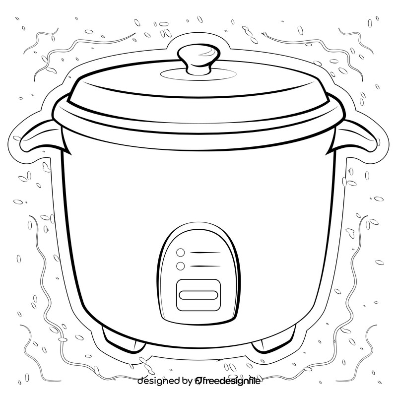 Rice cooker drawing black and white vector