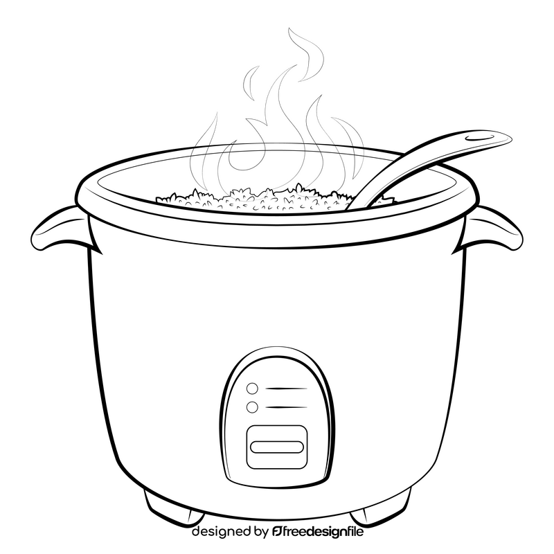 Rice cooker drawing black and white clipart