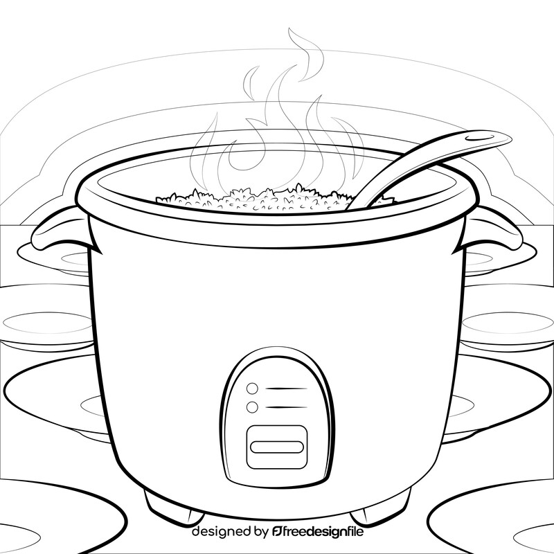 Rice cooker drawing black and white vector